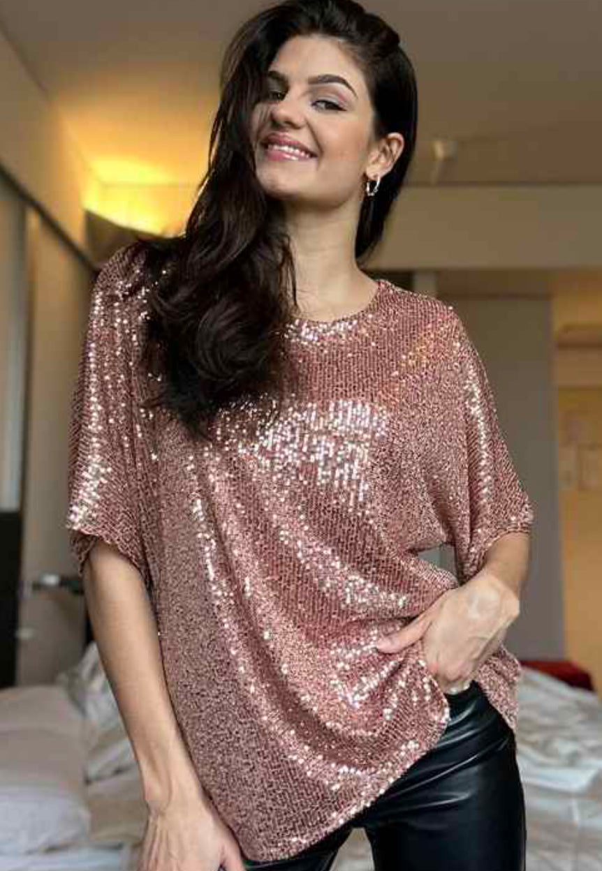 Paljettbluse rosa