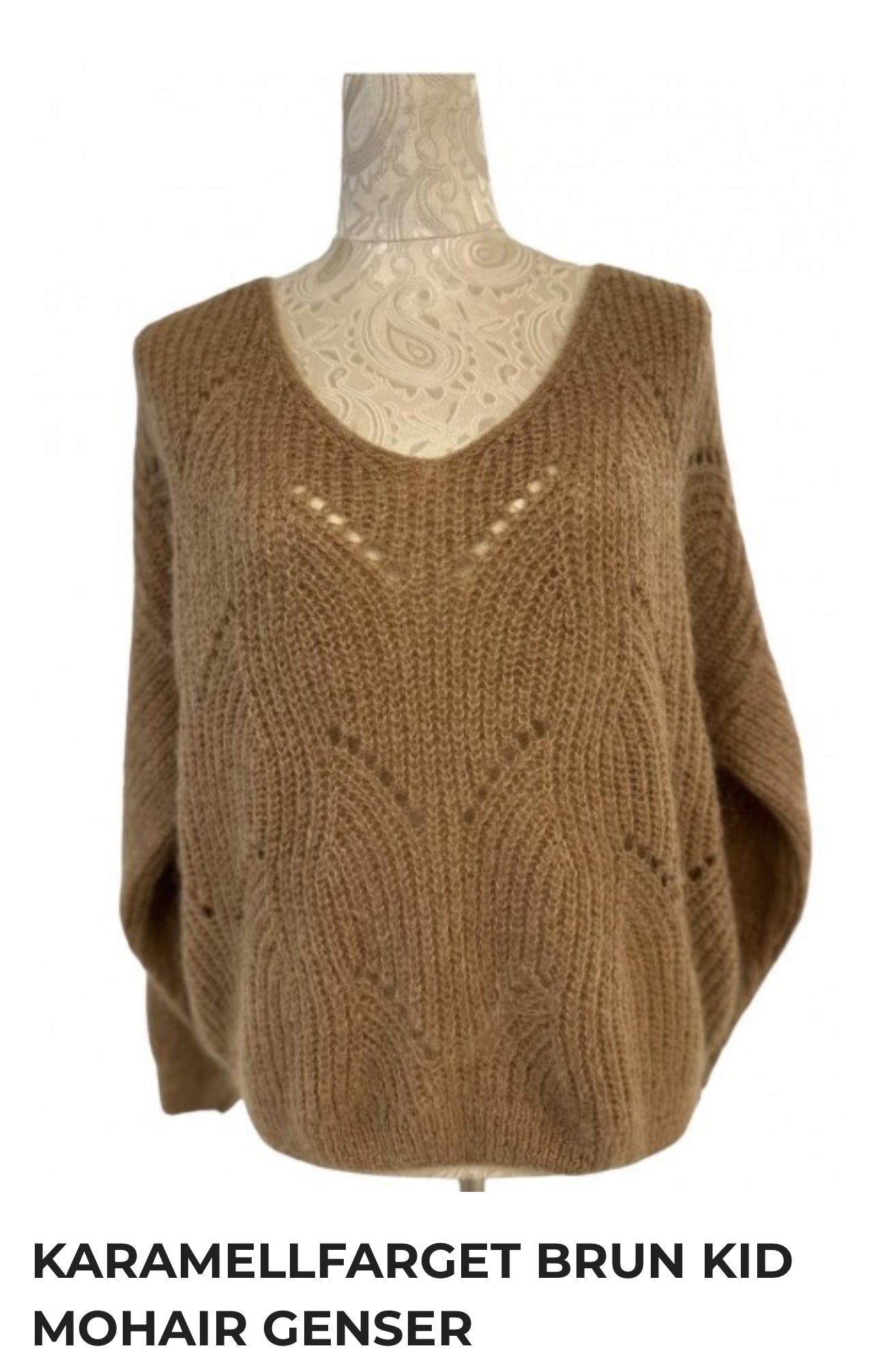 KARAMELLFARGET BRUN KID MOHAIR GENSER