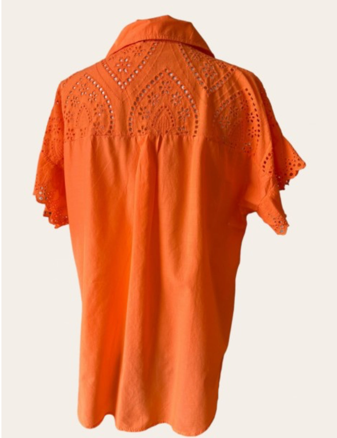 ORANGE BLUSE MED HULLMØNSTER