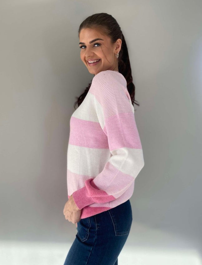 Stripete Genser🌸Rosa🌸Pepper