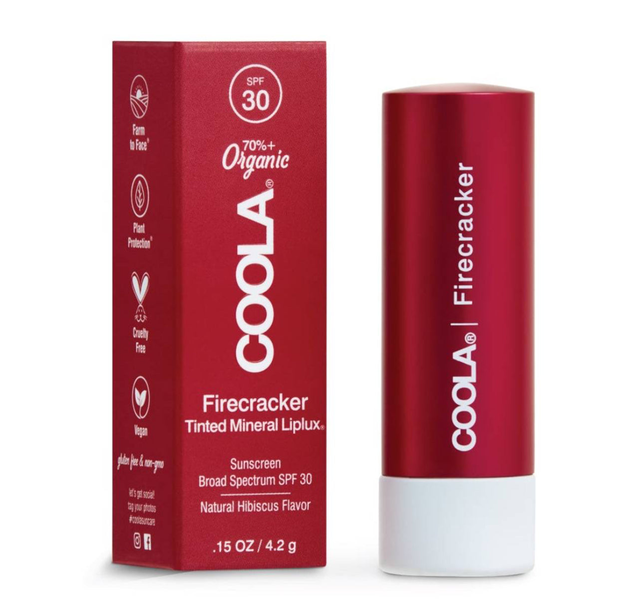 COOLA
Mineral Liplux SPF30 – Firecracker 4,2g